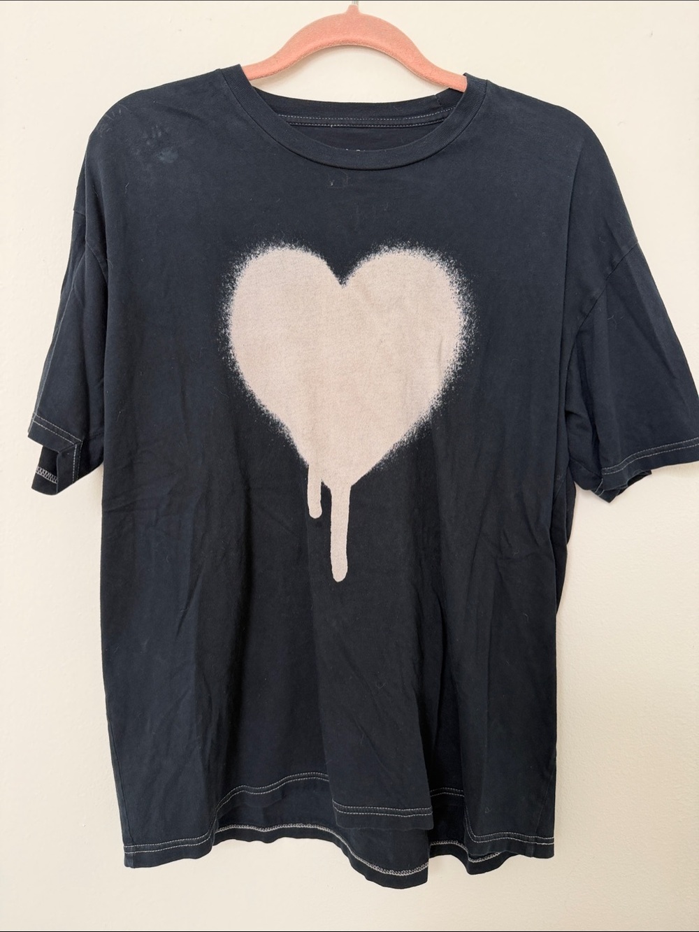 Alex & Chloe Black Short-Sleeve Tee with Drip Heart Graphic